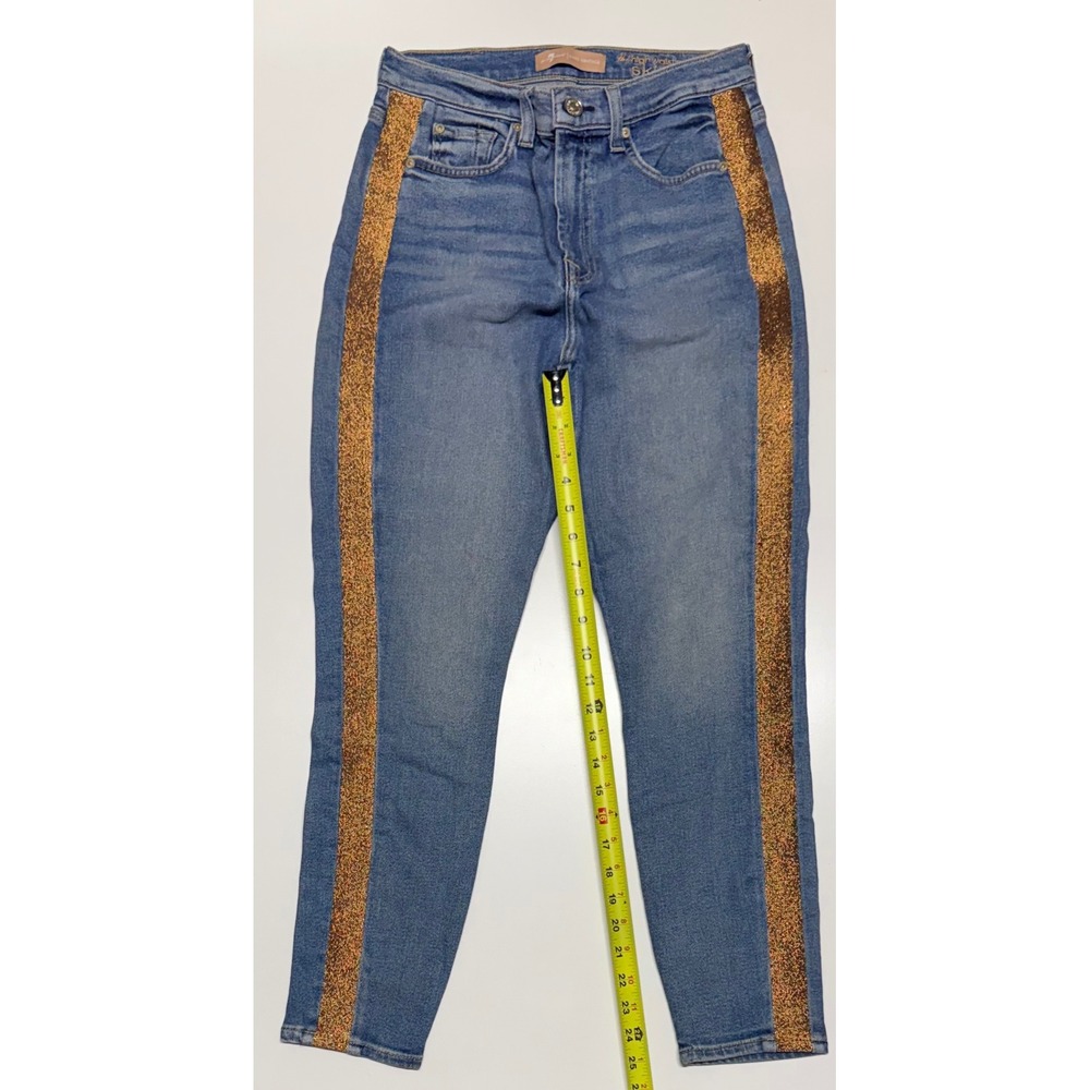 7 For All Mankind Luxe Vintage High Waisted Ankle Skinny Jeans‎ Blue Copper 28